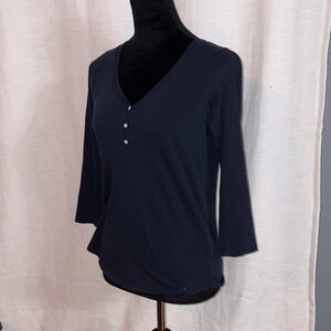 Nautica Dark Blue V-Neck Blouse